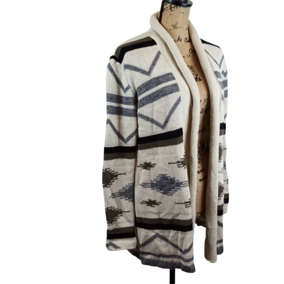 B B Dakota Southwest Aztec Wool Blend Open Front Cardigan Sweater Size Small - Picture 2 of 7